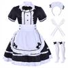 Alaiyaky Maid Dress Costume, French Maid Outfits for Women, 8Pcs Maid Cosplay Gothic Fancy Dress with Headwear Stockings Gloves Apron, Maid Dress Up for Halloween Carnival Masquerade (Type A, L) view 1