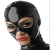 ANTIY Handmade Black Latex Hoods With Open Big Eyes Latex Mask Custom Made Women Costumes, Black,Black,2X-Large view 1