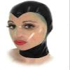 Latex Hood Black with Transparent Open Eye Mouth Rubber Mask Back Zip Halloween Costumes for Men Women,Type 2,2X-Large view 2