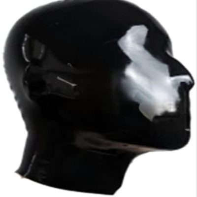 Latex Hood No Holes Mask Microperforated Breathing Smooth Rubber Enclosure Fetish Submissive No Holes 0.6mm,Black,Black,Large