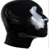 Latex Hood No Holes Mask Microperforated Breathing Smooth Rubber Enclosure Fetish Submissive No Holes 0.6mm,Black,Black,Large view 1