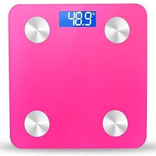 CAFFIA Bluetooth Body Fat Scale, Digital Weight Scale Bathroom Smart Body Fat Analyzer, 400lbs (Color : Pink)