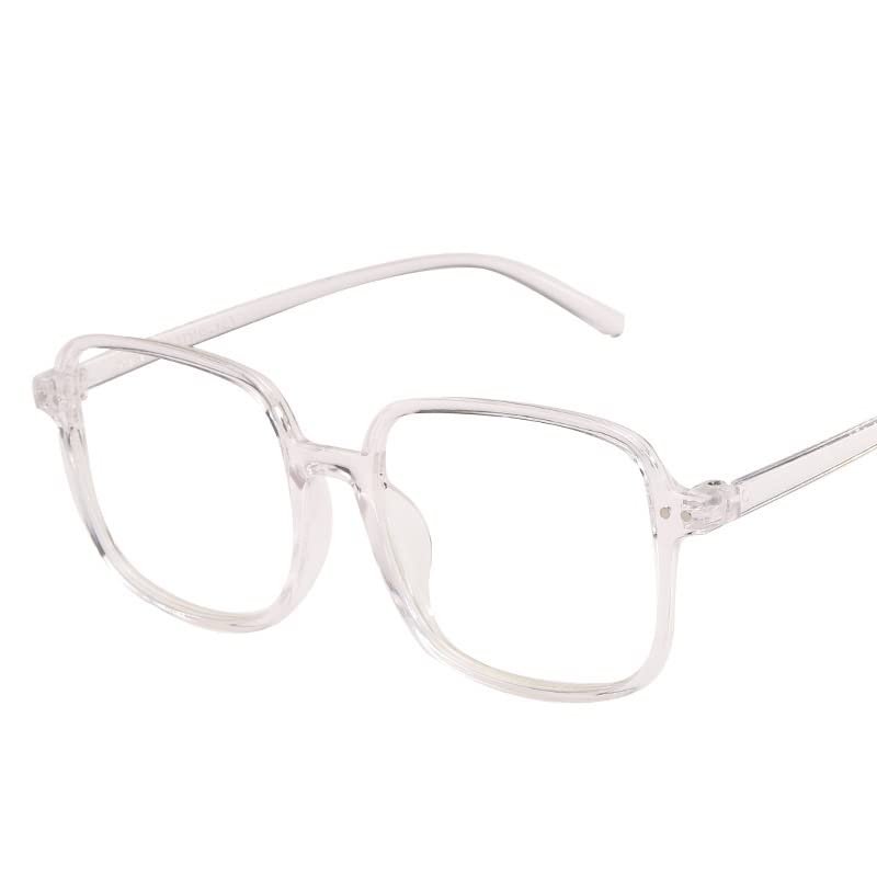 LTSRLL Large Sturdy Reading Glasses, Oversized Square Anti Blue Light Computer Goggle, Anti Eye Strain Unbreakable Readers (Color : Transparent, Size : +100)