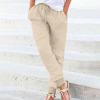 2023 Women's Summer Casual Cotton Linen Fabric Trousers Linen Trousers Women's Summer Capri Summer Trousers Women's Lightweight 7/8 Fabric Trousers Women's Summer Trousers C*, beige, XXXL view 2