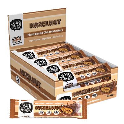 Yubi Hazelnut - 12 Pack - Protein Bars - 99 Calories, High Protein, High Fibre, Low Sugar, Gluten Free and Dairy Free - Healthy Snacks/Nutrition Bar - Chocolate Bars - 420g