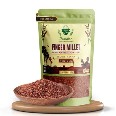 Danodia Foods Whole Grain Finger Millet (Ragi) - 1lb (500g) | Hulled, Unpolished, Gluten-Free, Natural Superfood | High in Iron, Calcium, Fiber & Protein | Non-GMO, Low GI