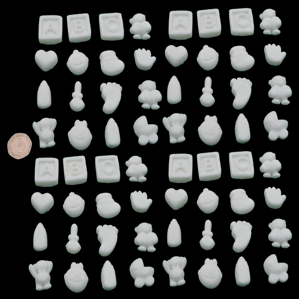 60 x edible 3D Baby Shower Toppers, icing toppers, cake cupcakes decorations (Baby Pink)