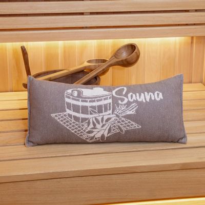 Ger3as Sauna Pillow, Travel Pillow, Cotton, 100% Sauna Cushion, 50 x 22 cm, Sauna Pillow (Light Grey/White)