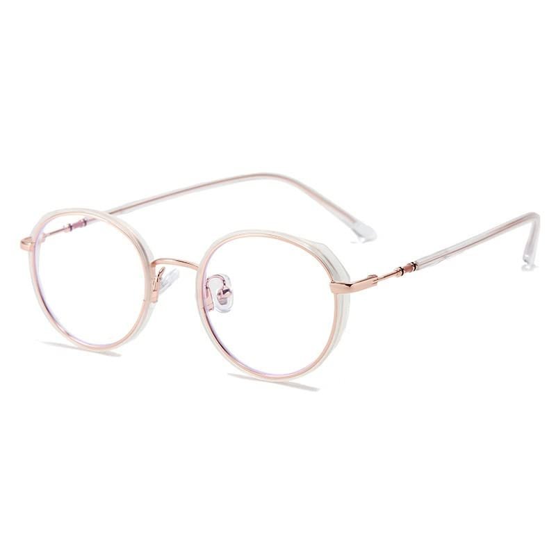 LTSRLL Retro Round Metal Reading Glasses, Sturdy Anti Blue Light Computer Readers, Anti Eye Strain Unbreakable Eyeglasses (Color : Golden, Size : +250)