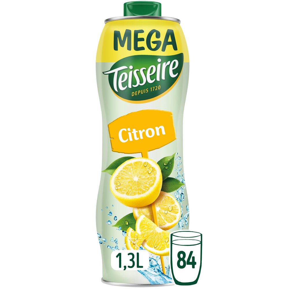 Teisseire Lemon Syrup for Soft Drinks, Cocktails, Bottle 1.3 L