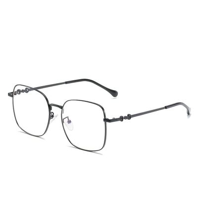 LTSRLL Oversized Square Metal Reading Glasses, Large Blue Light Blocking Readers, Big Frame Anti Glare Unbreakable Eyewear (Color : Rose golden-black, Size : +300)