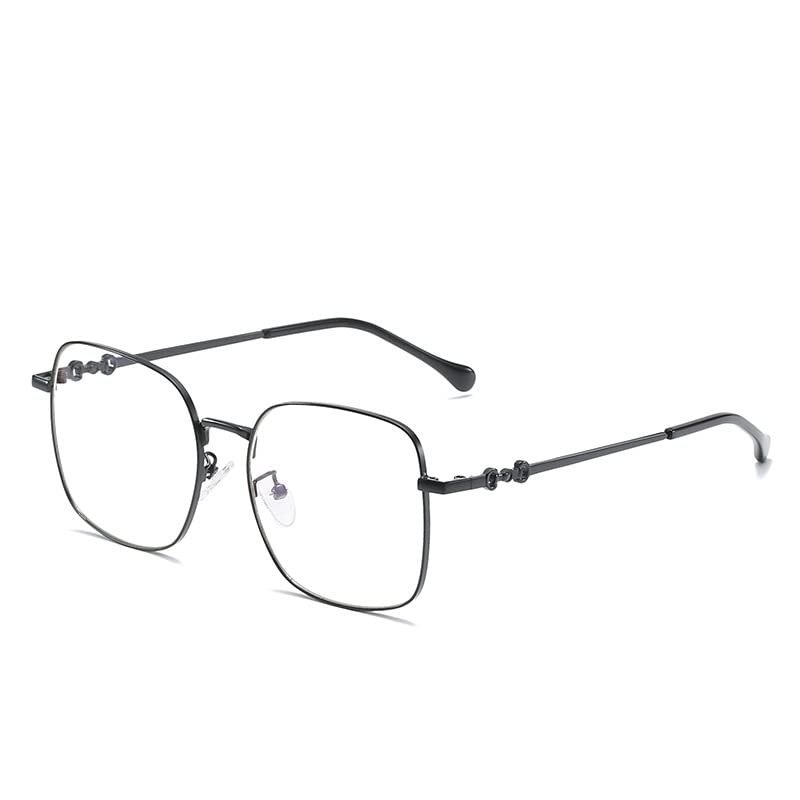 LTSRLL Oversized Square Metal Reading Glasses, Large Blue Light Blocking Readers, Big Frame Anti Glare Unbreakable Eyewear (Color : Rose golden-black, Size : +300)