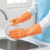 FCSHFC 3 Pairs Non-Slip Rubber Gloves Reusable Cleaning Gloves, Dishwashing Gloves Kitchen Washing Up Gloves for Household (Color : Pink, Size : M) view 2
