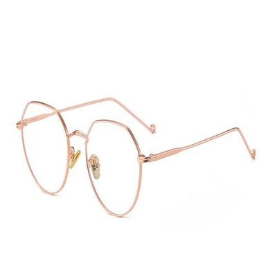 LTSRLL Trendy Round Metal Frame Women, Vintage Oval Blue Light Reading Computer Goggle Readers, Anti Eye Strain Eyeglasses (Color : Rose-gold, Size : +300)