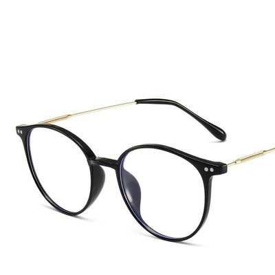 LTSRLL Retro Round TR90 Blue Light Blocking Reading Glasses Women, Cute Oval Computer Readers Spring Hinge, Anti Glare (Color : Black, Size : +0.00)