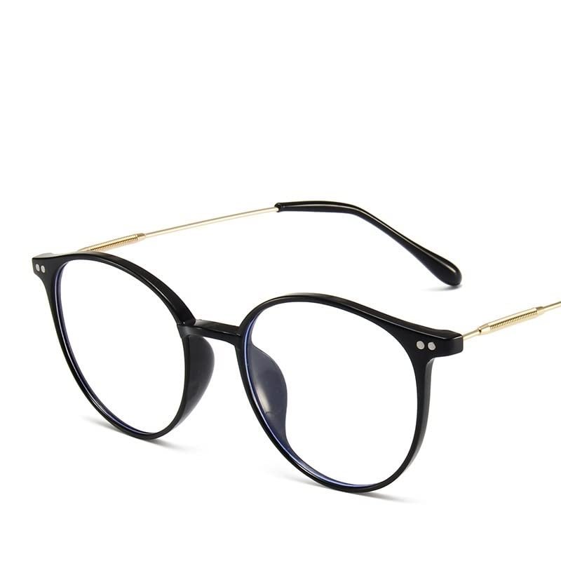 LTSRLL Retro Round TR90 Blue Light Blocking Reading Glasses Women, Cute Oval Computer Readers Spring Hinge, Anti Glare (Color : Black, Size : +0.00)
