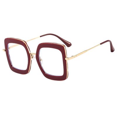 LTSRLL Oversized Square Reading Glasses, Thicken Sturdy Blue Light Blocking Computer Readers, Anti Eye Strain Eyeglasses (Color : Red, Size : +150)