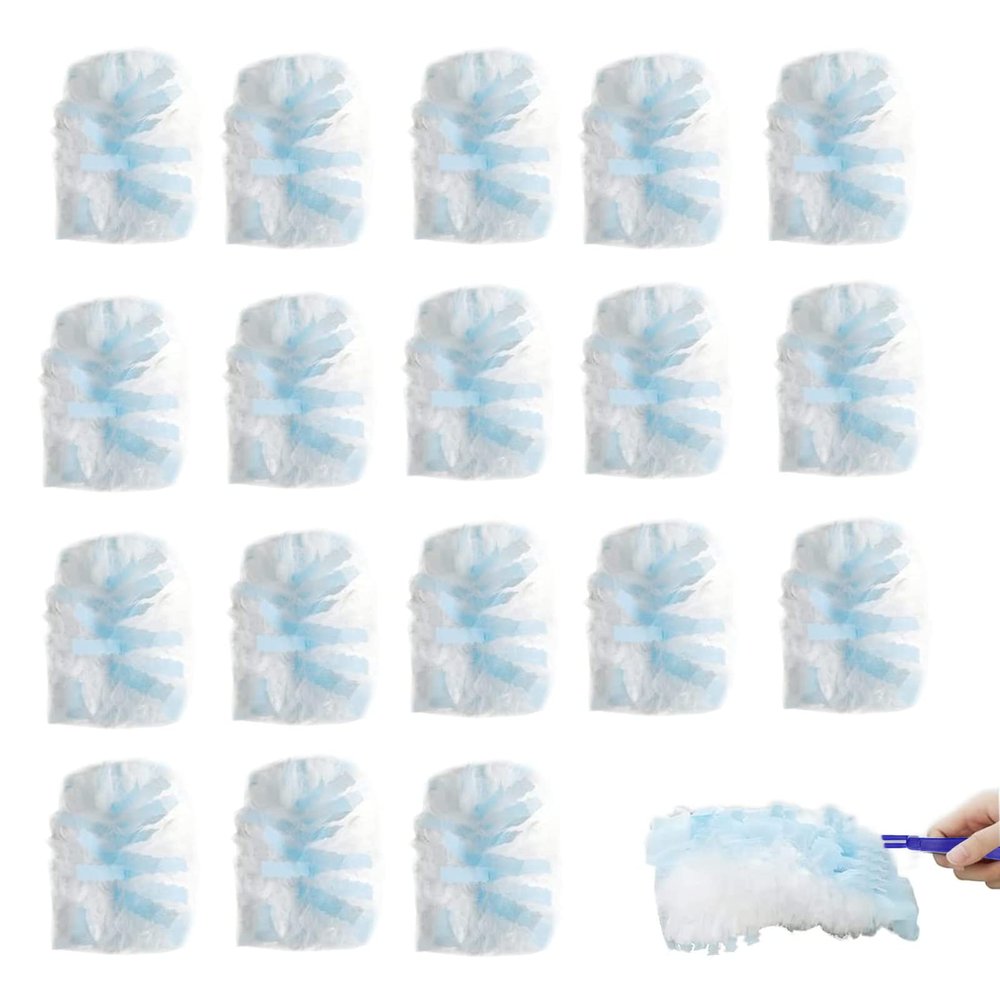 30 Pcs Blue Dusters Refills, Flash Dusting Refills with Handle for Cleaning Disposable, Hand Fluffy Duster Refills for Blinds PC Keyboard Office Desk Dresser Car Dashboard