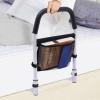 KenSyuInt Bed Assist Rail High-Carbon Steel Grab Bar Bedside Handrail with Storage Pocket Portable Bed Safety Rail Adult Bedside Standing Bar Safety Handle Guard view 2