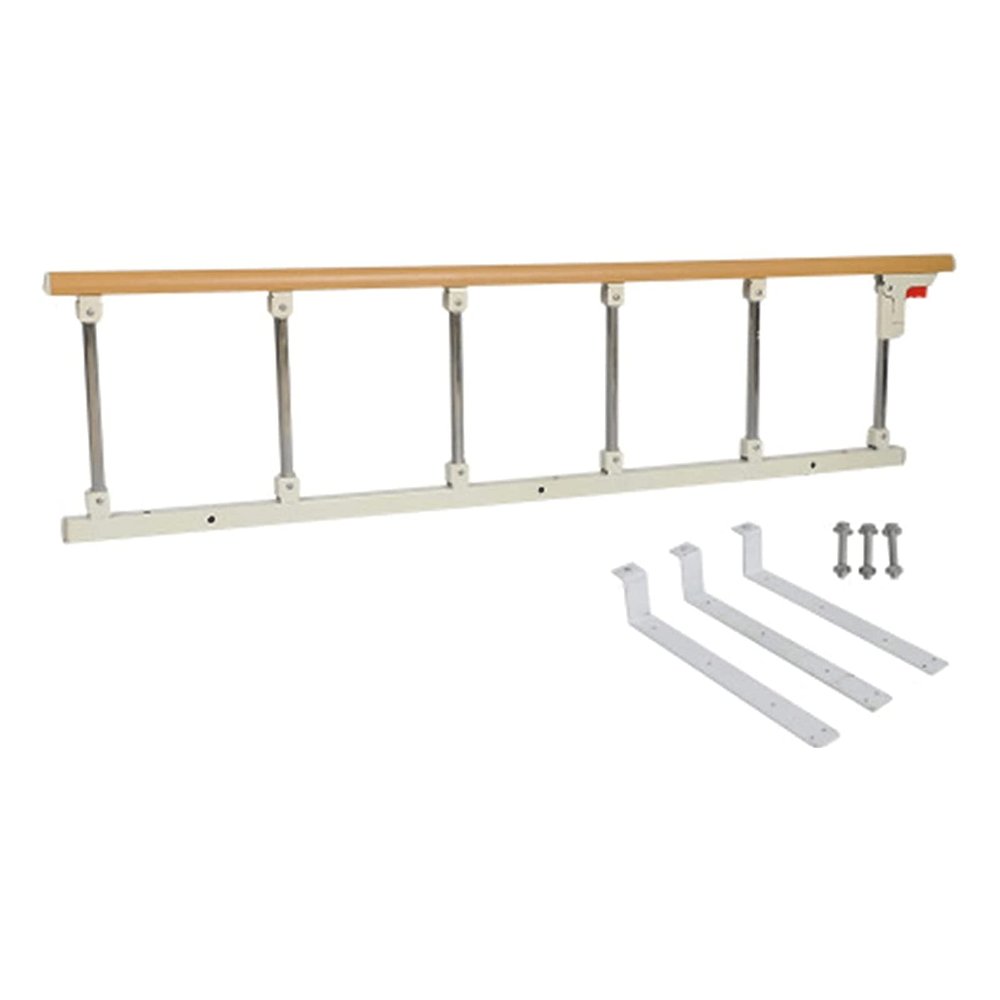 Medical Bed Rails Side Guard for Elderly Adults Portable Foldable Assist Handle Handicap Bed Railing Anti-Fall Bed Guardrail Yellow Wood Stainless Steel Side Handrail Bumpers Mobility Assistant Bar
