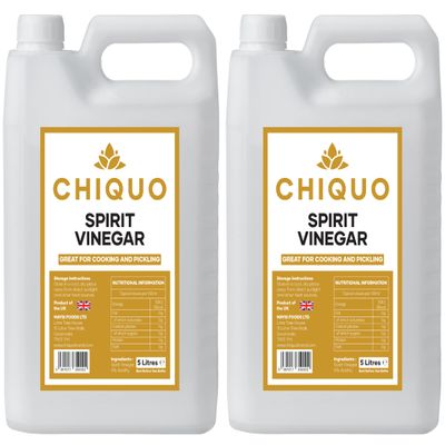 Chiquo White Spirit Vinegar 5 Litres (Pack of 2) - Multi-Purpose - Suitable for Cooking | Pickling | Marinating | Cleaning | Baking