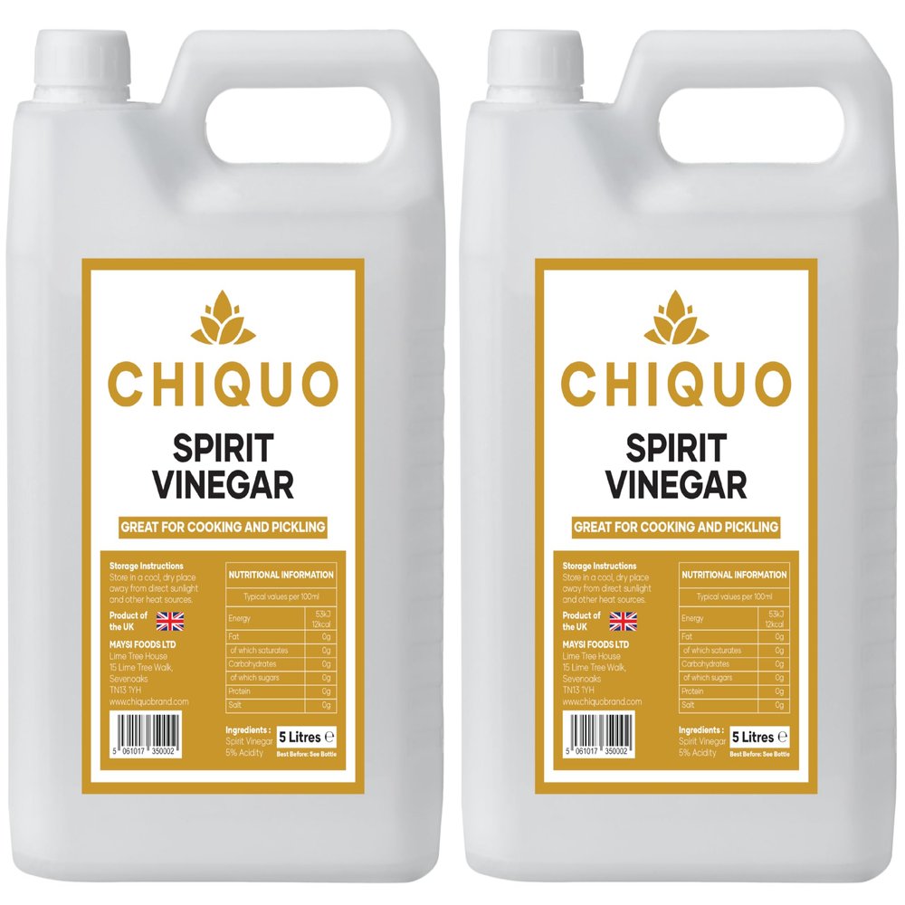 Chiquo White Spirit Vinegar 5 Litres (Pack of 2) - Multi-Purpose - Suitable for Cooking | Pickling | Marinating | Cleaning | Baking