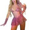 Sexy Lingerie Sets for Women Summers Sexy Nightwear Set Sexy Nightdress for Women Shiny Halter Strappy Teddy Underwear Mini Skirt Sexy Outfits Women Lingerie Sexy Underwear Lingerie Cosplay Costume view 1