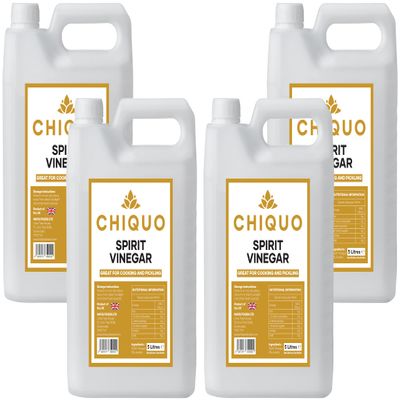 Chiquo White Spirit Vinegar 5 Litres (Pack of 4) - Multi-Purpose - Suitable for Cooking | Pickling | Marinating | Cleaning | Baking