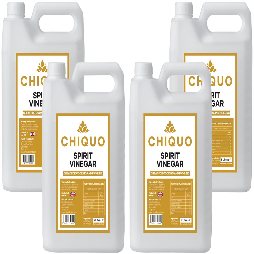 Chiquo White Spirit Vinegar 5 Litres (Pack of 4) - Multi-Purpose - Suitable for Cooking | Pickling | Marinating | Cleaning | Baking