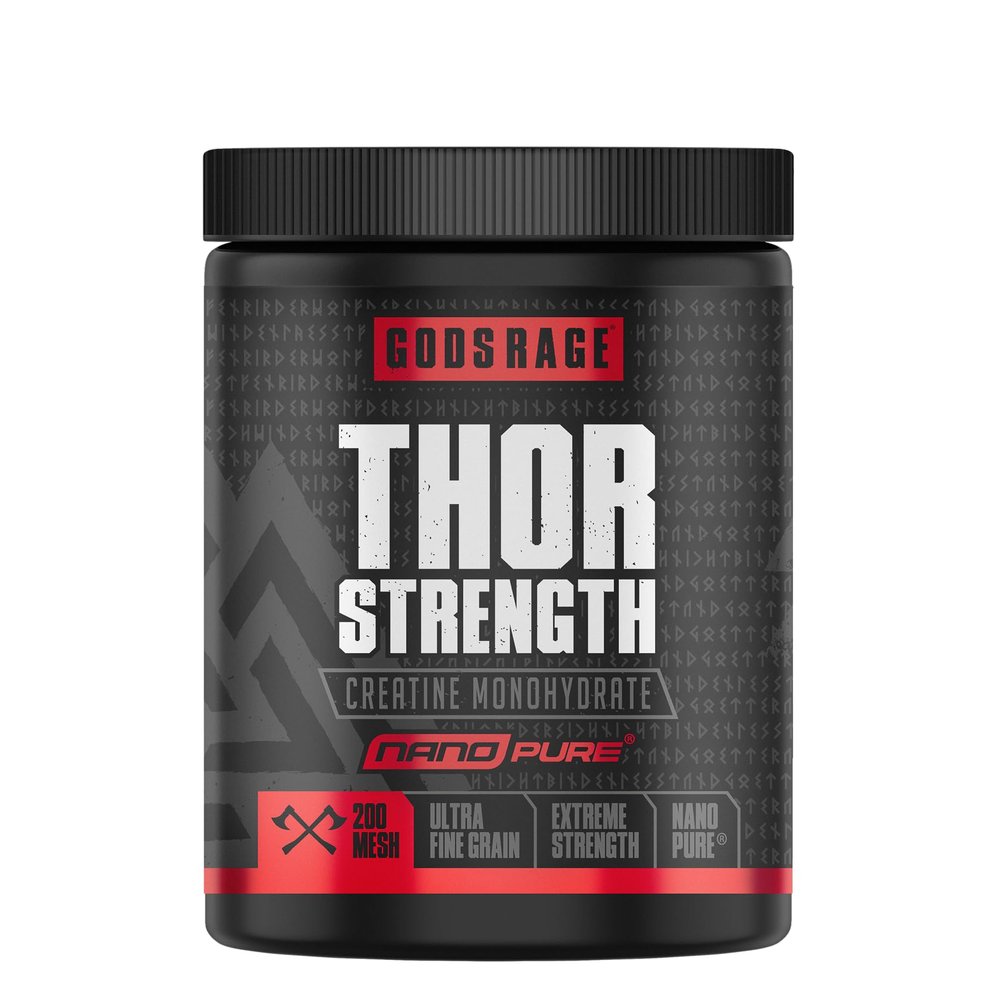 GODSRAGE Thor Strength NanoPure Creatine (500 g Ceratin Powder) - Creatine Monohydrate Powder for Intensive Training and Muscle Building - Made in Germany