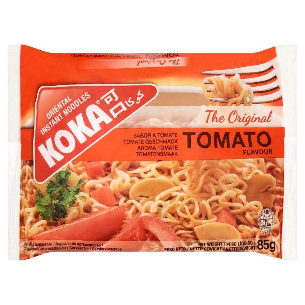 Koka Oriental Style Instant Noodles | Tomato Flavour | Snack or Meal Accompaniment | Ready in 2 Minutes | 85g (Pack of 30)