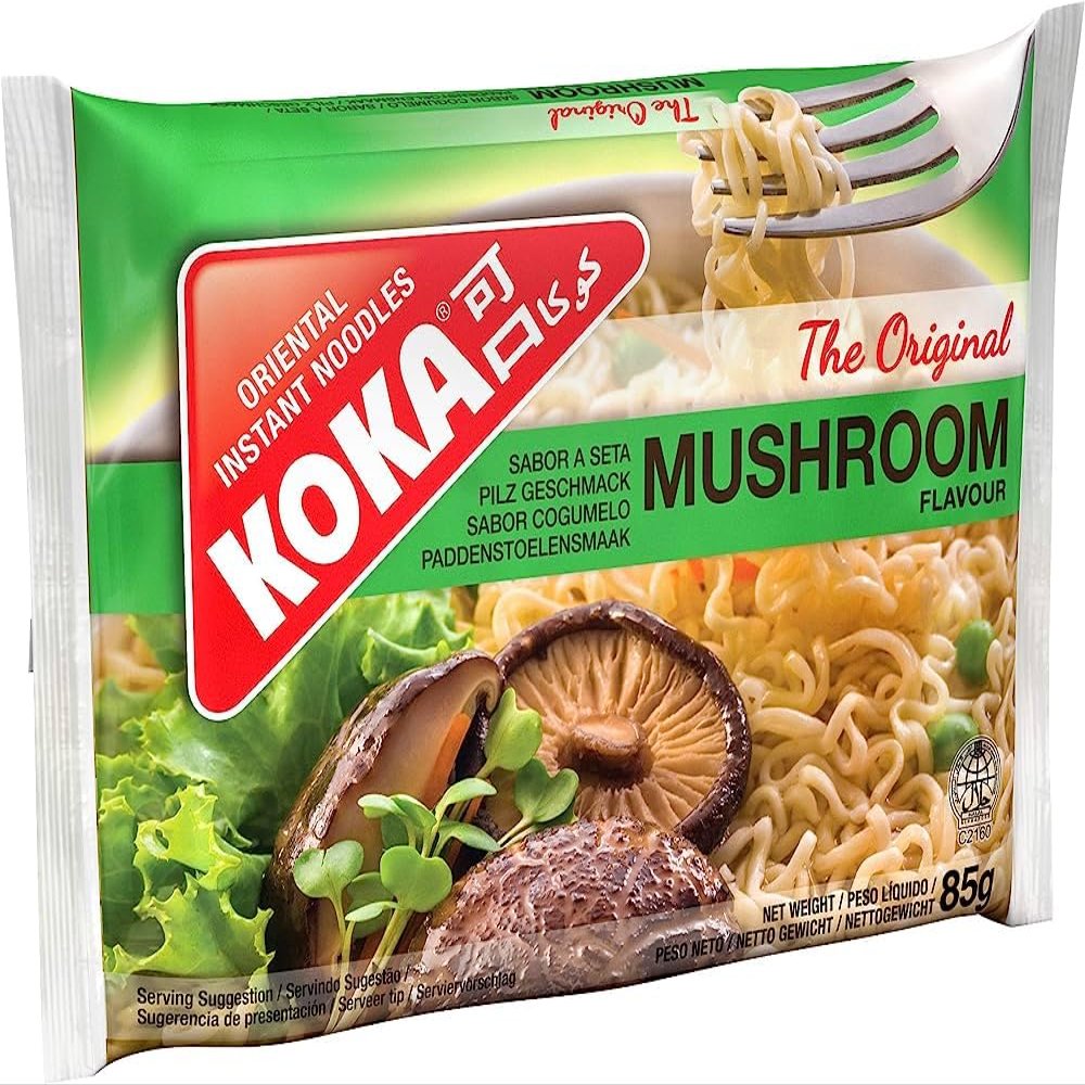 Koka Oriental Style Instant Noodles | Mushroom Flavour | Snack or Meal Accompaniment | Ready in 2 Minutes | 85g (Pack of 30)
