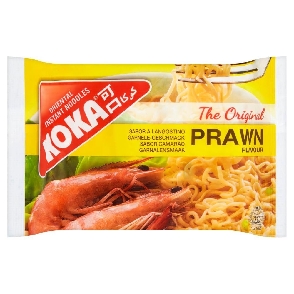 Koka Oriental Style Instant Noodles | Prawn Flavour | Snack or Meal Accompaniment | Ready in 2 Minutes | 85g (Pack of 30)