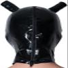ANTIY Black Latex Hood With Double Black Ponytail Wig Back Zipper Rubber Mask Cosplay Party,Without Wig(hollow Hair Tube),XX-Large view 3