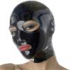 Black Latex Hood Back Zipper Open Eyes Mouth Rubber Mask for Unisex Club Party Wear,X-Large view 1