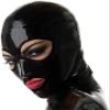 Black Latex Hood Back Zipper Open Eyes Rubber Mask Club Party Cos Wear Costume,X-Small view 1