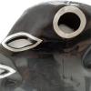 Black Latex Hood with Double Hair Braid Holes(Not Wig) Back Zipper with Silver Trim Rubber Mask for Women,X-Small view 3