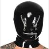 Black Latex Hood with Zippers On Eyes and Mouth Open Nose Back Zipper Rubber Mask,X-Large view 1