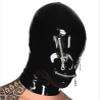 Black Latex Hood with Zippers On Eyes and Mouth Open Nose Back Zipper Rubber Mask,X-Large view 2