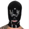 Black Latex Hood with Zippers On Eyes and Mouth Open Nose Back Zipper Rubber Mask,X-Large view 3