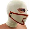 Latex Hood with Detachable Mouth Back Zipper Open Eyes Mouth Nose Club Party Wear,White,X-Large view 2