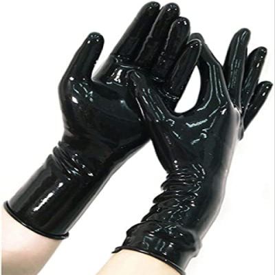 ANTIY Latex Short Gloves 0.4mm Thick With Rolled Edges Club Party Wear Costume For Catsuit Dress,White,Medium