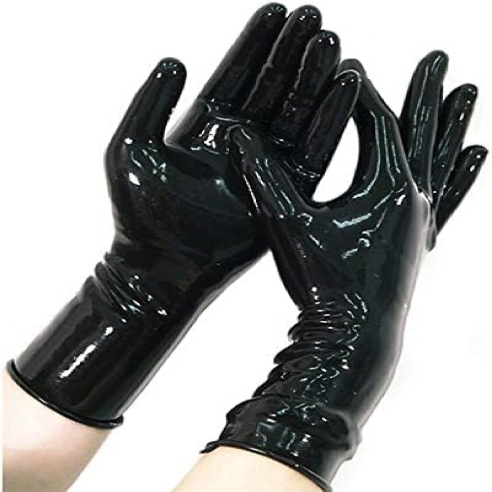 ANTIY Latex Short Gloves 0.4mm Thick With Rolled Edges Club Party Wear Costume For Catsuit Dress,White,Medium