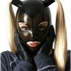 ANTIY Latex Hood with Double Blond Pigtail Wig Back Zipper Rubber Mask with Golden Ponytail, Club Party Wear, Small view 1