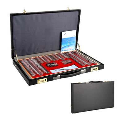 IINCOOY 266Pcs Trial Lens Set Optical Lens Optometry Rim Case Evidence Box With Aluminum Storage Case Optical Titanium Optic Trial Eye Frame Text Optician
