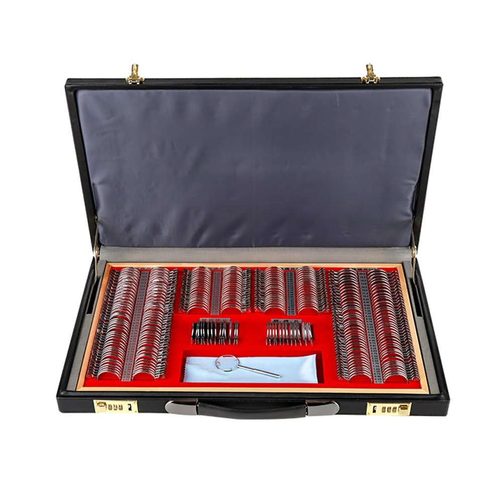 IINCOOY 266PCS Trial Lens Metal Optical Trial Lens Set Trial Frame Eye Protection Accessories Ophthalmic Trial Case Lenses With Aluminum Storage Case