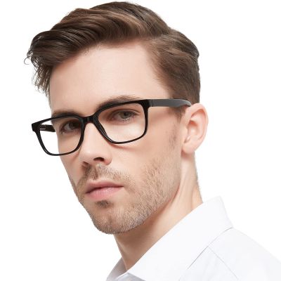 OCCI CHIARI Oversized Mens Reading Glasses 1.75 Square/Rectangle Readers Glasses for Men Medium Frame Reading Glasses Spring Hinge (Black, 175)