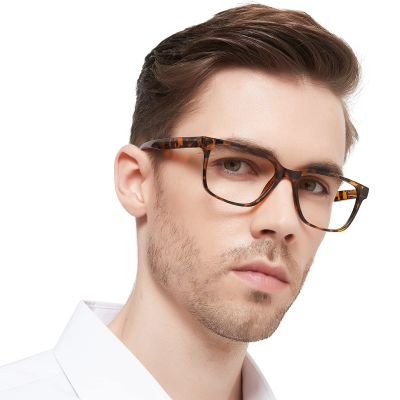 OCCI CHIARI Oversized Mens Reading Glasses Square/Rectangle Readers Glasses for Men Medium Shape Reading Glasses Spring Hinge (Brown, 125)