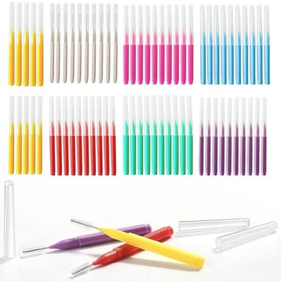 7 Color Brushes, 70 toothbrushes, interdental Brushes, toothpicks, Oral Cleaning Floss, Toothpick Cleaning Tools (7 Colors, 70 Pieces)