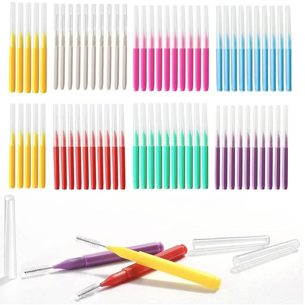 7 Color Brushes, 70 toothbrushes, interdental Brushes, toothpicks, Oral Cleaning Floss, Toothpick Cleaning Tools (7 Colors, 70 Pieces)